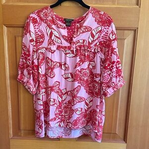 Anthro - Floral Pink Women's Top - size small